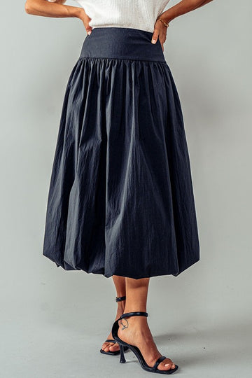 Black Balloon Midi Skirt