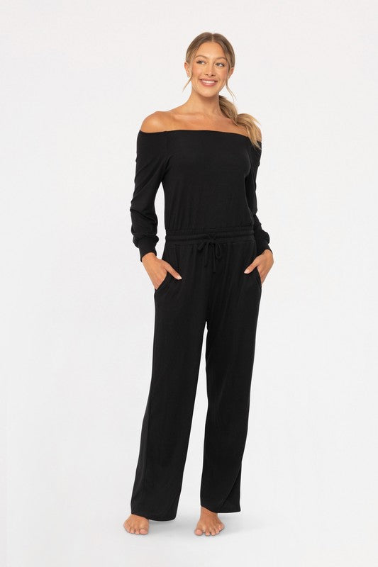 Off Shoulder Black Jumpsuit