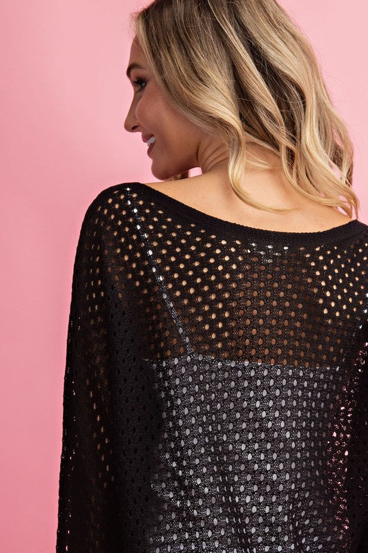 Eyelet Black Knit Sweater