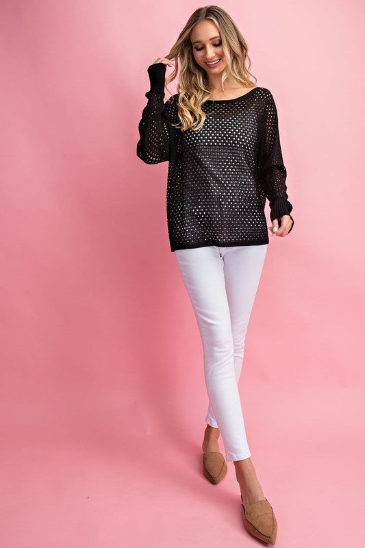 Eyelet Black Knit Sweater