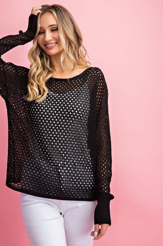 Eyelet Black Knit Sweater